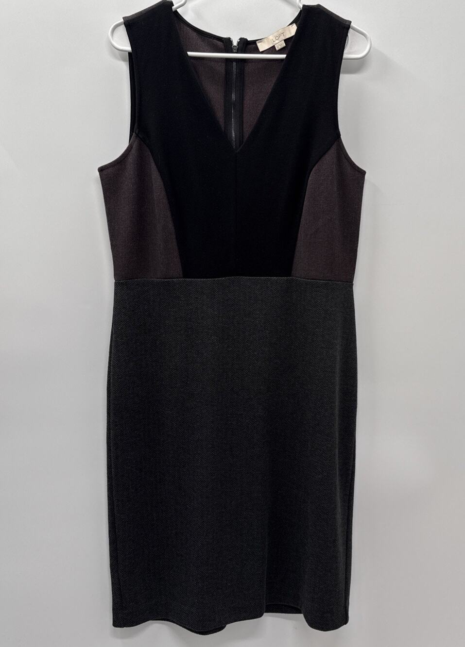 Ann Taylor Loft Woman's Black Purple and Gray Color Block Dress Size 10